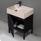 Modern Bathroom Vanity With Beige Travertine Design Sink, Free Standing, 24